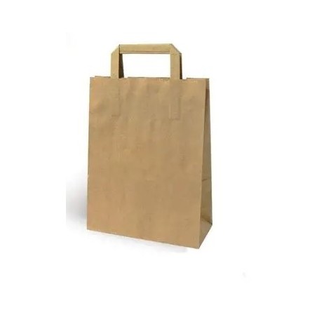 BOLSA PAPEL KRAFT 26+17X27 ASA PLANA (25UDS)