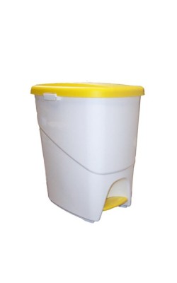CUBO ECOLOGIC 25L BLANCO PEDAL C/TAPA AMARILL