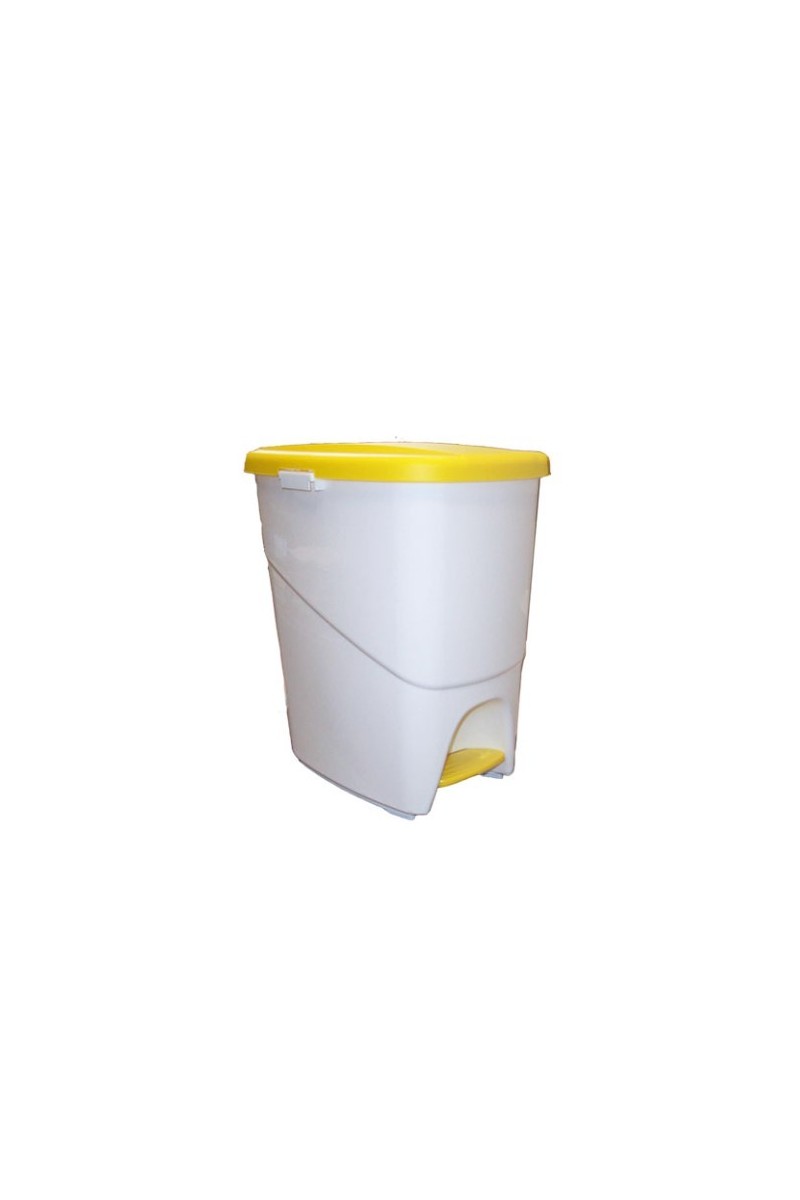 CUBO ECOLOGIC 25L BLANCO PEDAL C/TAPA AMARILL