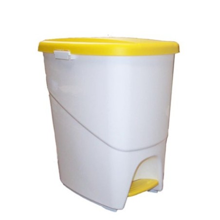 CUBO ECOLOGIC 25L BLANCO PEDAL C/TAPA AMARILL