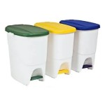 CUBO ECOLOGICO 25L BLANCO PEDAL C/TAPA AZUL