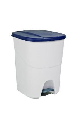CUBO ECOLOGICO 40L BLANCO PEDAL C/TAPA AZUL