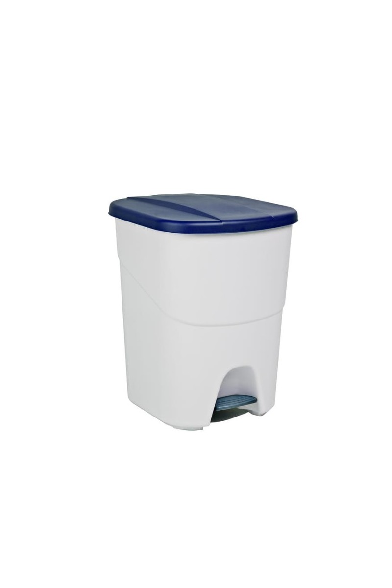 CUBO ECOLOGICO 40L BLANCO PEDAL C/TAPA AZUL
