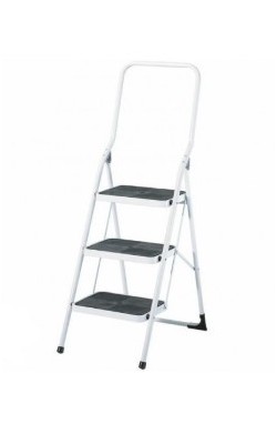 TABURETE METALICO SONECOL BLANCO PELDAÑO ANCHO GOMA 3P.