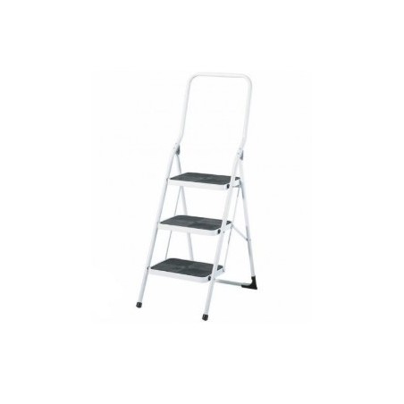 TABURETE METALICO SONECOL BLANCO PELDAÑO ANCHO GOMA 3P.