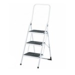 TABURETE METALICO SONECOL BLANCO PELDAÑO ANCHO GOMA 3P.