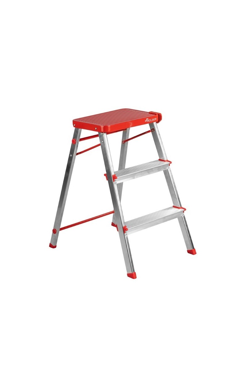 TABURETE ALUMINIO ROLSER 3P. ROJO