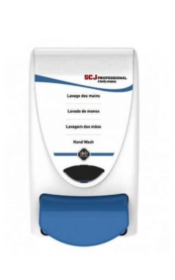 DOSIFICADOR DEB COLOR BOTON AZUL-BLANCO 1L