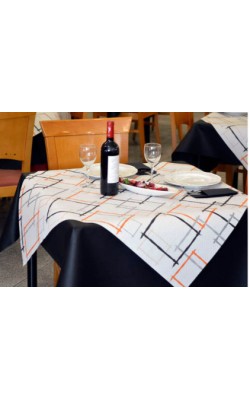 MANTEL 100X100 MARCOS NEGRO - NARANJA (400U)