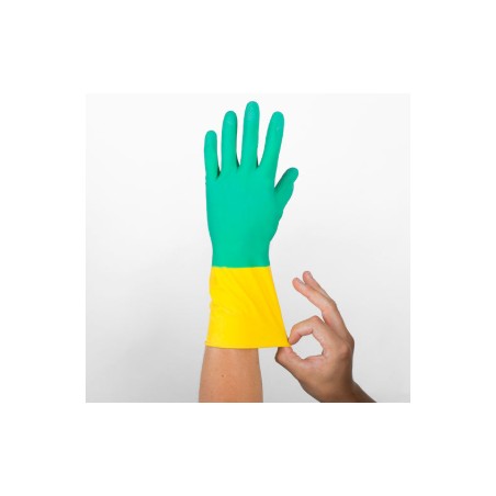 GUANTE FLOCADO BICOLOR T/M (12UDS)