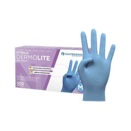 GUANTE NITRILO AZUL DERMOLITE T/P (100UDS)