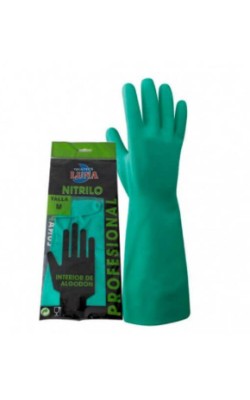 GUANTE NITRILO VERDE FLOCADO LUNA T/M