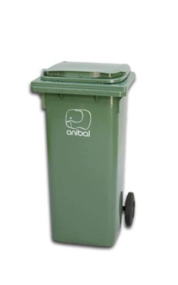 CONTENEDOR VERDE 120L C/RUEDAS Y PEDAL JD
