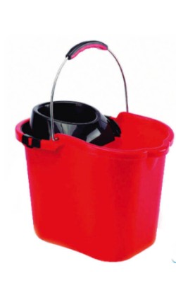 CUBO OVALADO C/ESCURRID ASA METAL ROJO 16L MY