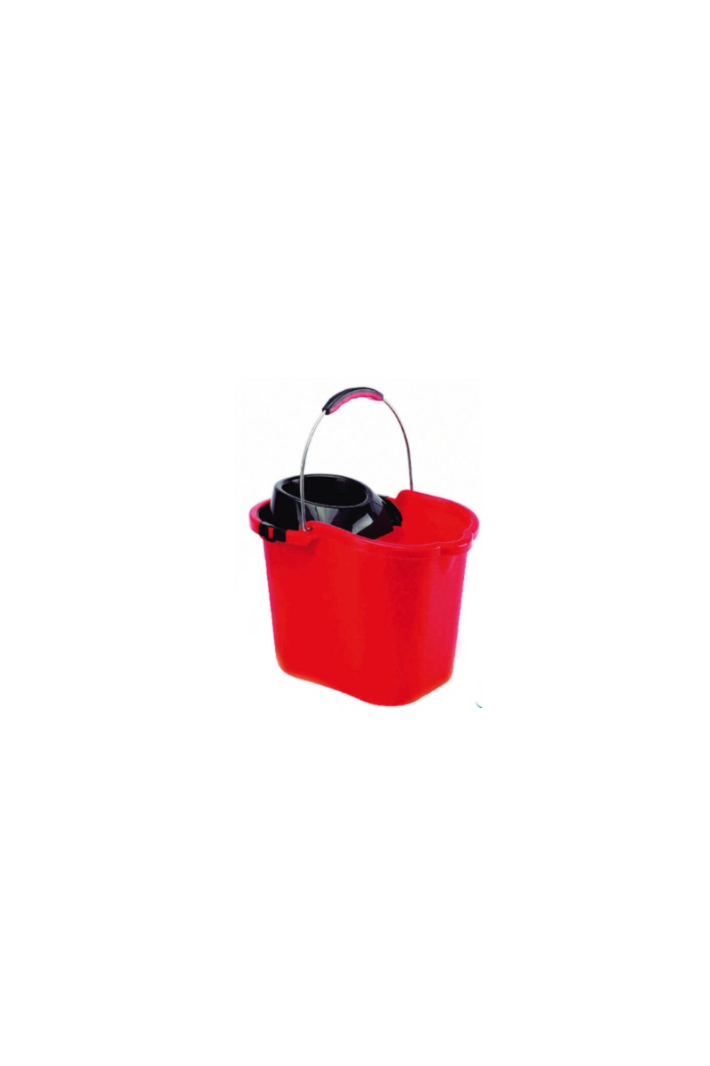CUBO OVALADO C/ESCURRID ASA METAL ROJO 16L MY