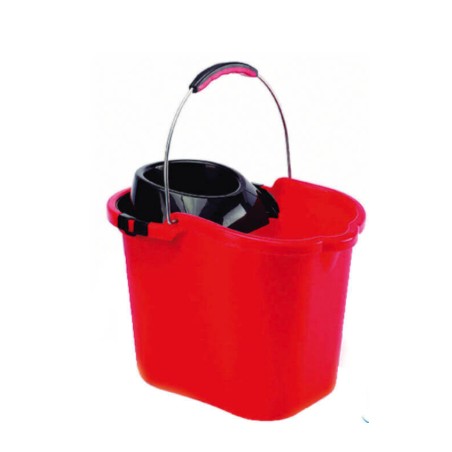 CUBO OVALADO C/ESCURRID ASA METAL ROJO 16L MY