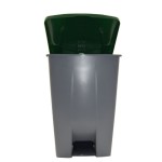 CUBO PEDAL 60L C/RUEDAS GRIS-T/VERDE