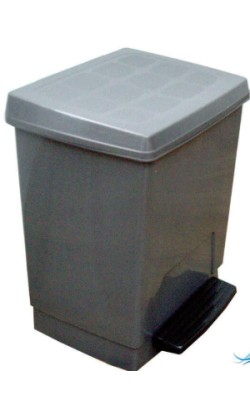 PAPELERA PEDAL ABS GRIS METALICO 23L