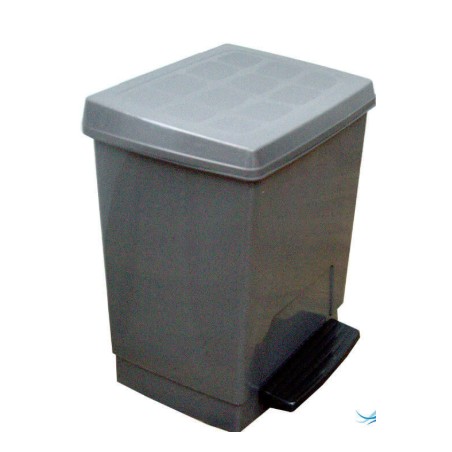 PAPELERA PEDAL ABS GRIS METALICO 23L