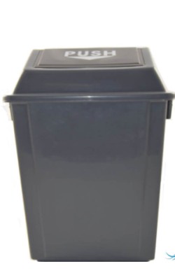 PAPELERA PVC GRIS TAPA BASCULANTE 60L